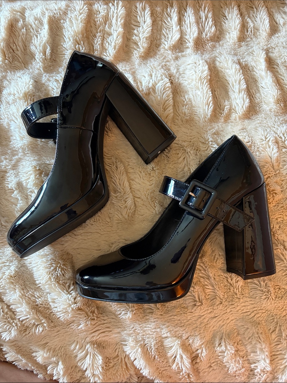 Madden Girl Black Patent Mary Jane Block Heel Pumps